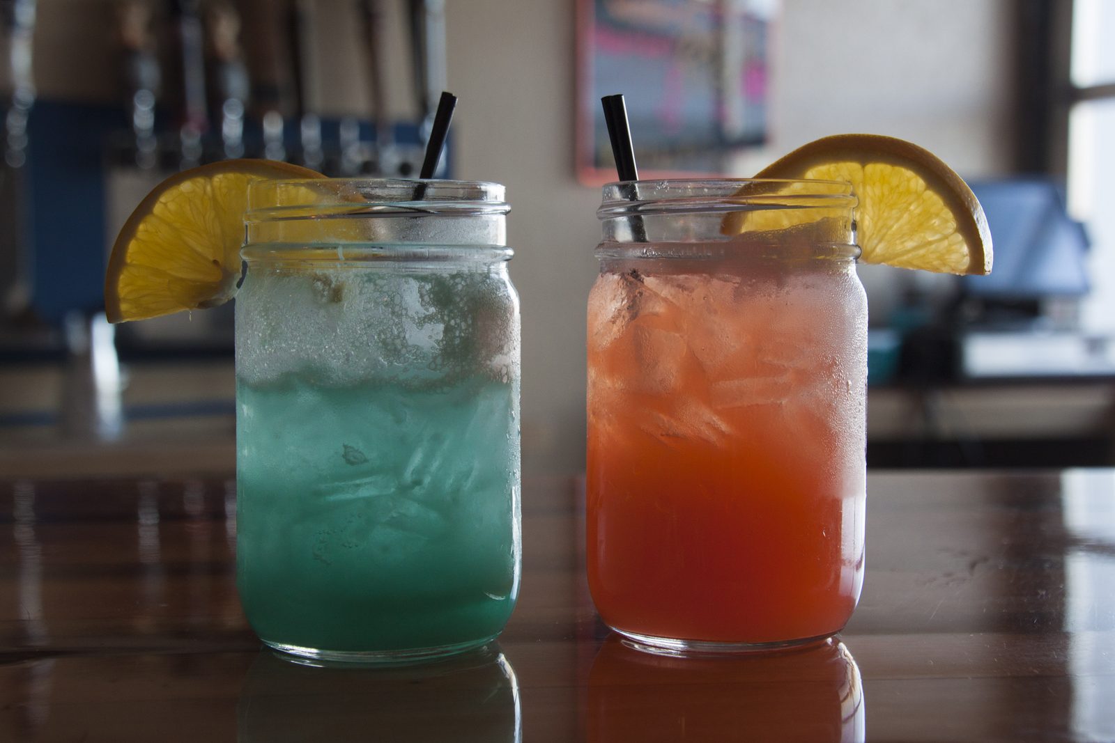 Tiki-inspired craft cocktails in mason jars