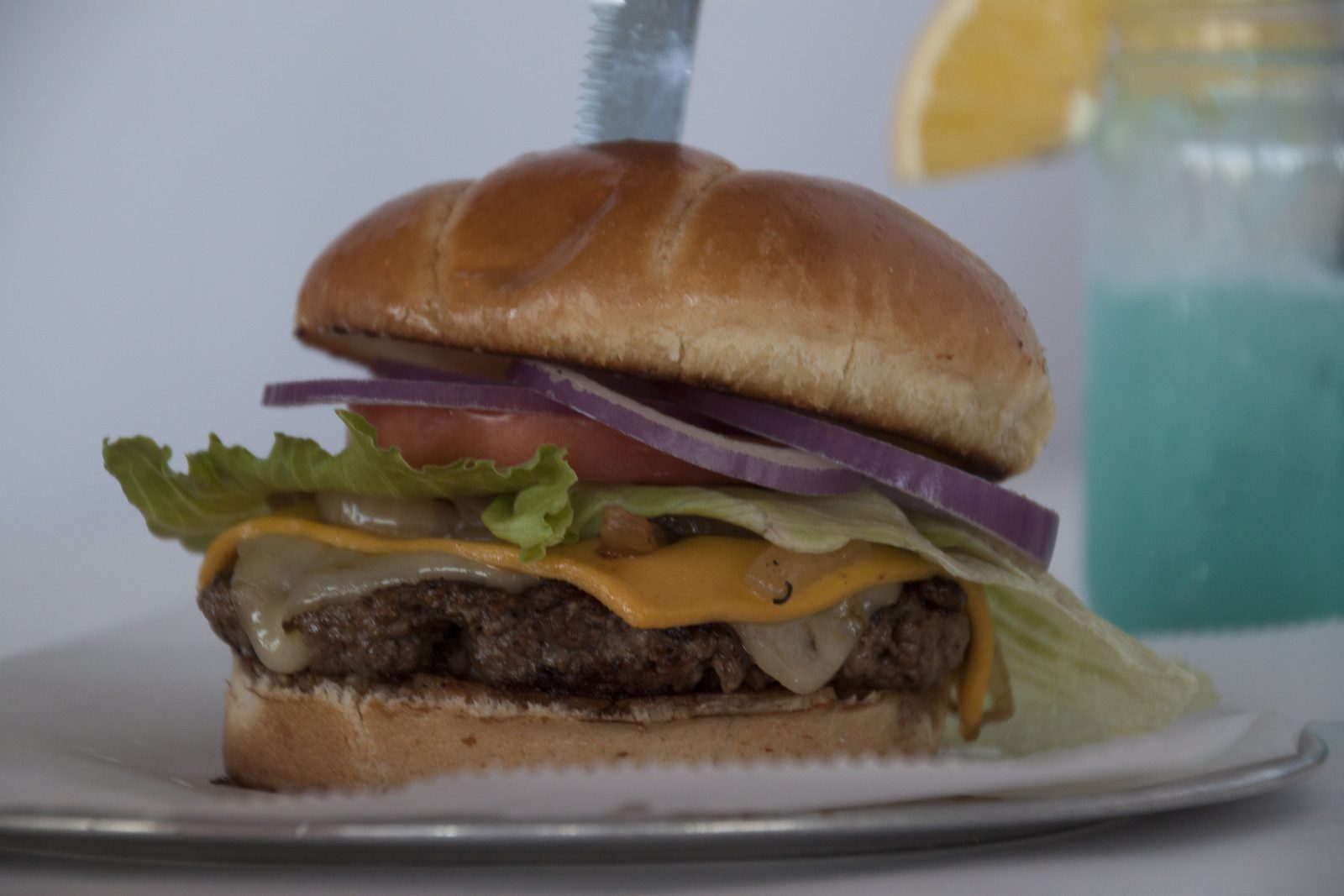 Signature smash burger with fresh toppings